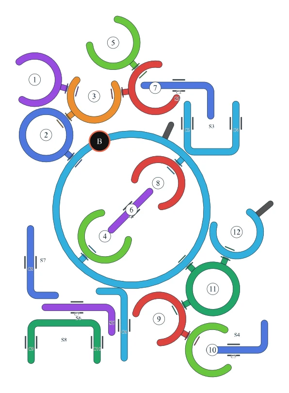 Rotate Rings level 69, default board with 12 rings