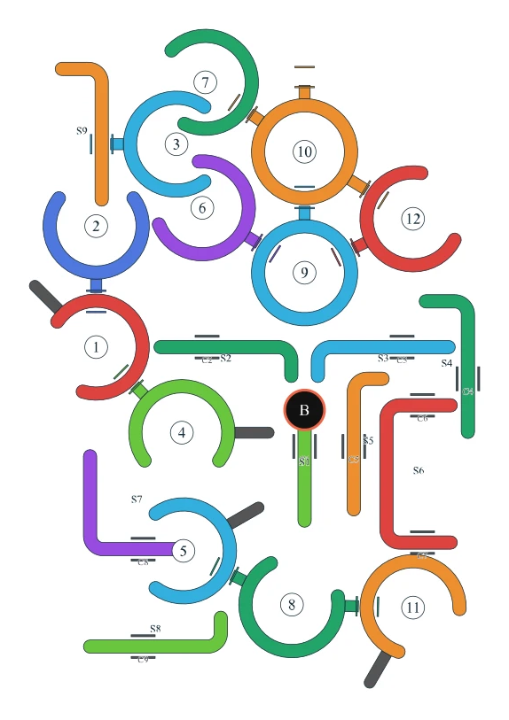 Rotate Rings level 87, default board with 12 rings