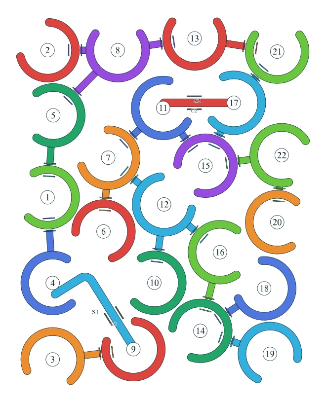Rotate Rings level 26, default board with 22 rings