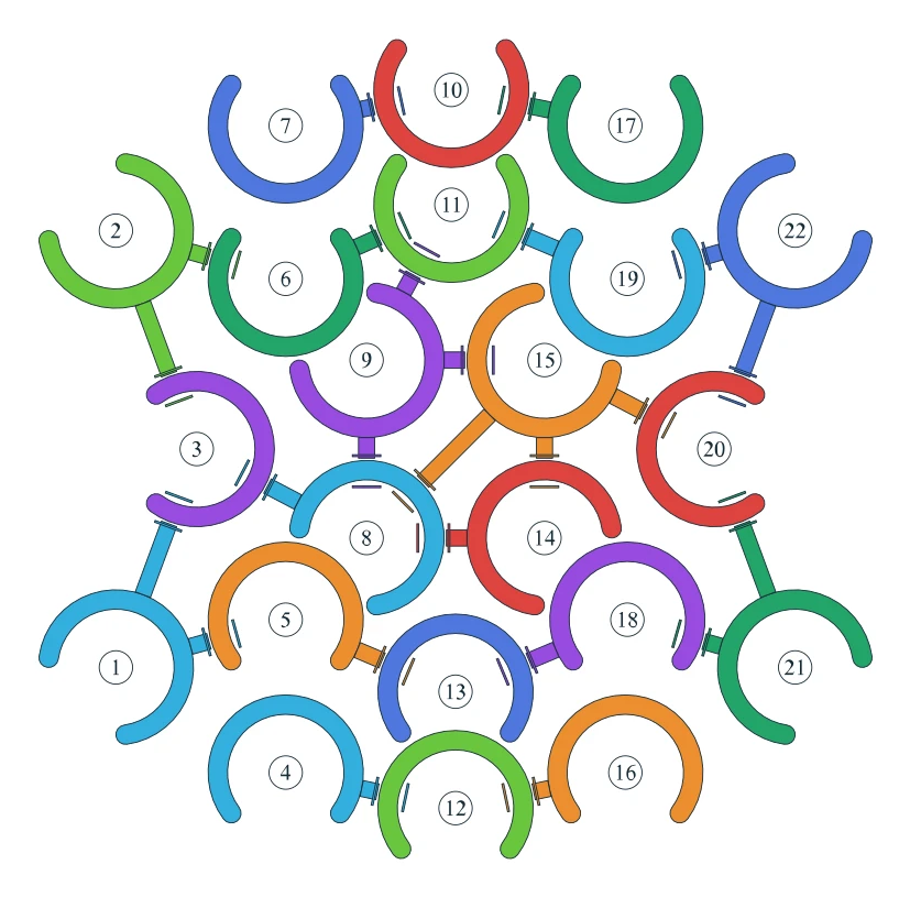 Rotate Rings level 88, default board with 22 rings