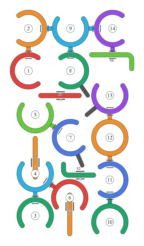 Rotate Rings level 14, default board with 14 rings