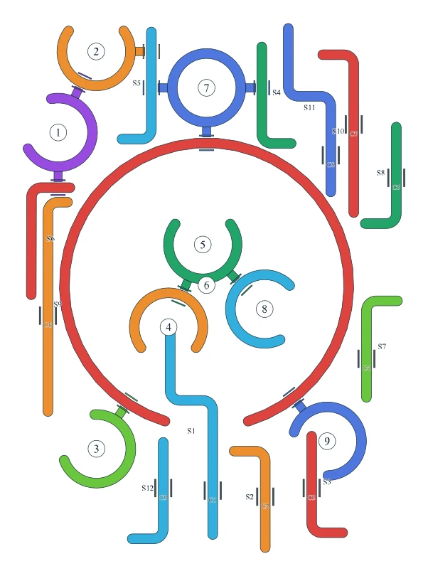 Rotate Rings level 82, default board with 9 rings