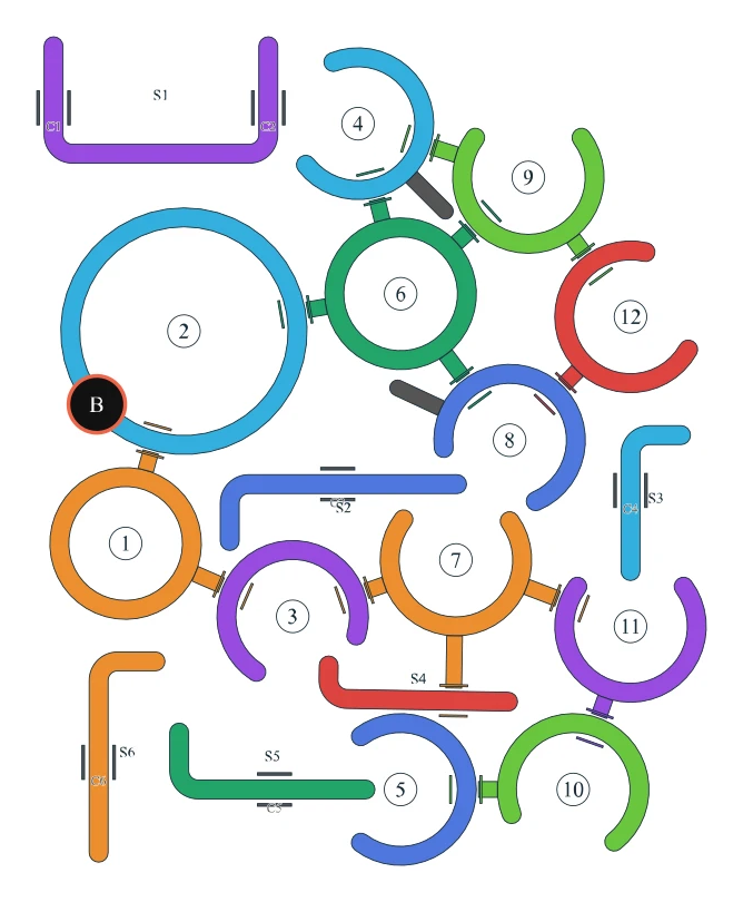 Rotate Rings level 89, default board with 12 rings