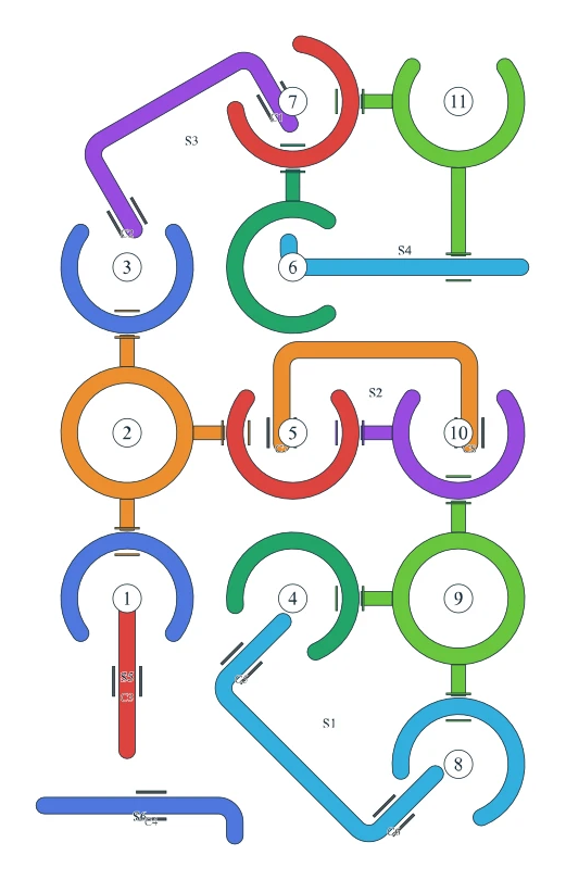 Rotate Rings level 18, default board with 11 rings