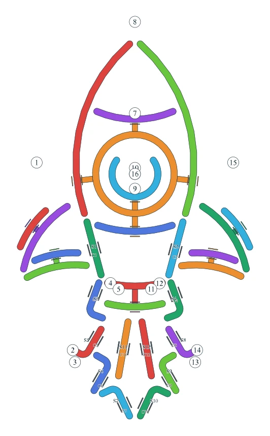 Rotate Rings level 100, default board with 16 rings