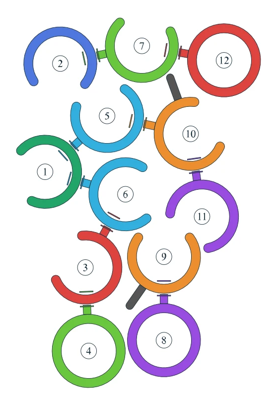 Rotate Rings level 9, default board with 12 rings