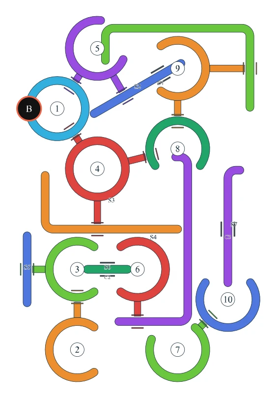 Rotate Rings level 28, default board with 10 rings