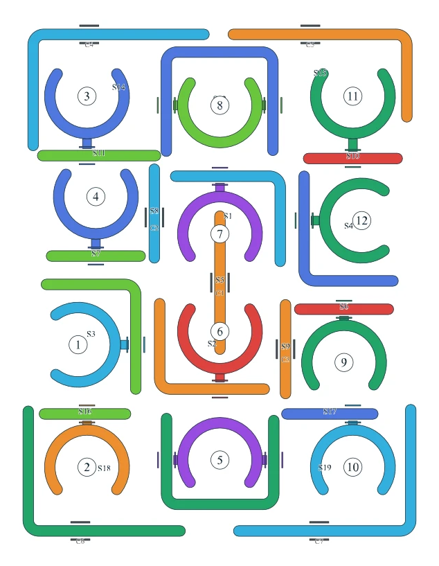 Rotate Rings level 29, default board with 12 rings